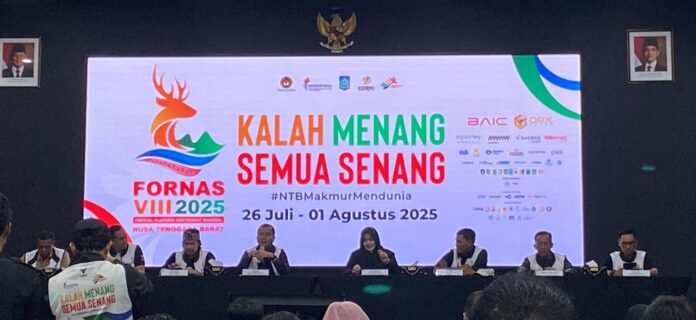 Konfrensi Pers penutupan Fornas VIII NTB, Kamis, 31 Juli 2025 di Mataram.