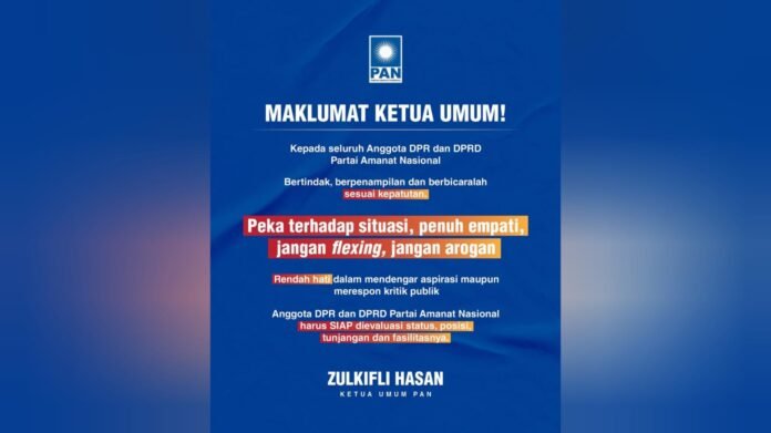 Zulhas Minta Anggota DPR RI dan DPRD PAN Tidak “Flexing” dan Arogan