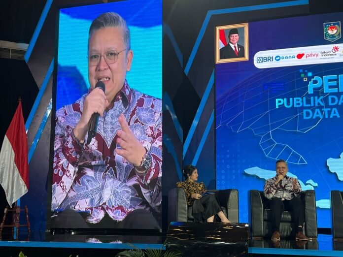 Direktur Operations BRI Hakim Putratama dalam acara Satu Data Untuk Semua: Summit Data Kependudukan Semester I 2025 di Auditorium Menara Bank Mega, Jakarta Selatan, Kamis (28/8).