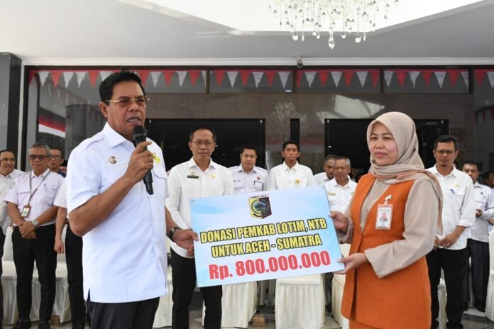 Lotim Salurkan Bantuan Rp1,35 Miliar ke Sumatra