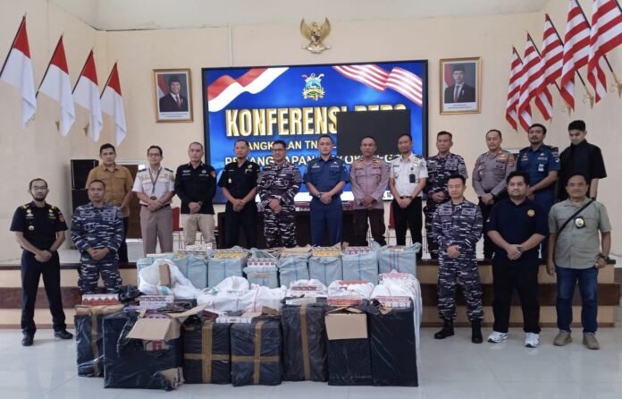 Lanal Mataram Gagalkan Penyelundupan 589 Ribu Batang Rokok Ilegal