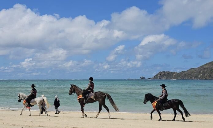 Perkuat Keamanan Pantai Tanjung A’an, ITDC Libatkan Pasukan Berkuda hingga Unit Anjing Pelacak