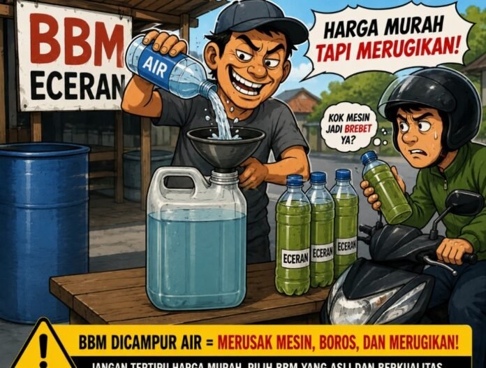 Praktik Nakal Oknum Pengecer di NTB Jual Pertalite Campur Air