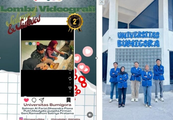 Mahasiswa Prodi S1 Manajemen Universitas Bumigora Raih Juara 2 Tingkat Nasional pada Lomba Videografi Edukasi Healthy Challenge