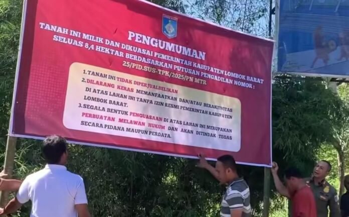 Diserahkan Kejaksaan, Pemkab Lobar Pasang Plang Pengamanan Aset LCC