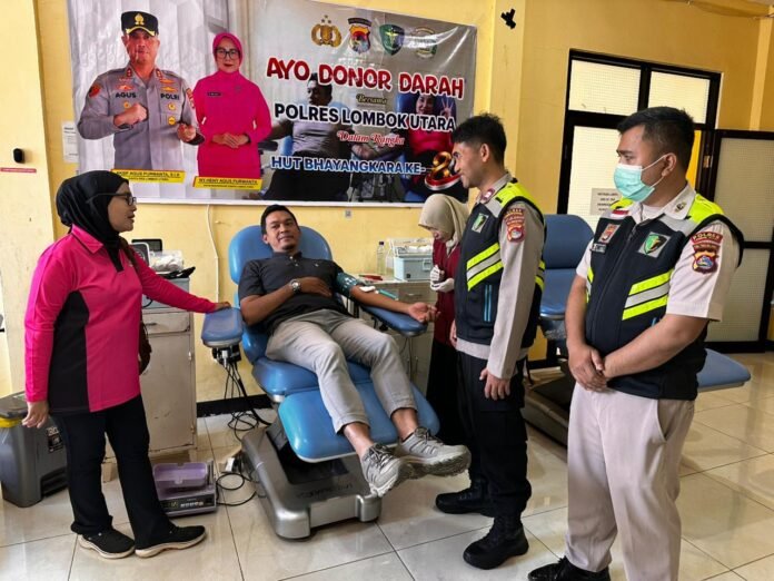 Sambut Hari Bhayangkara ke-80, Bhayangkari Lombok Utara Gelar Donor Darah