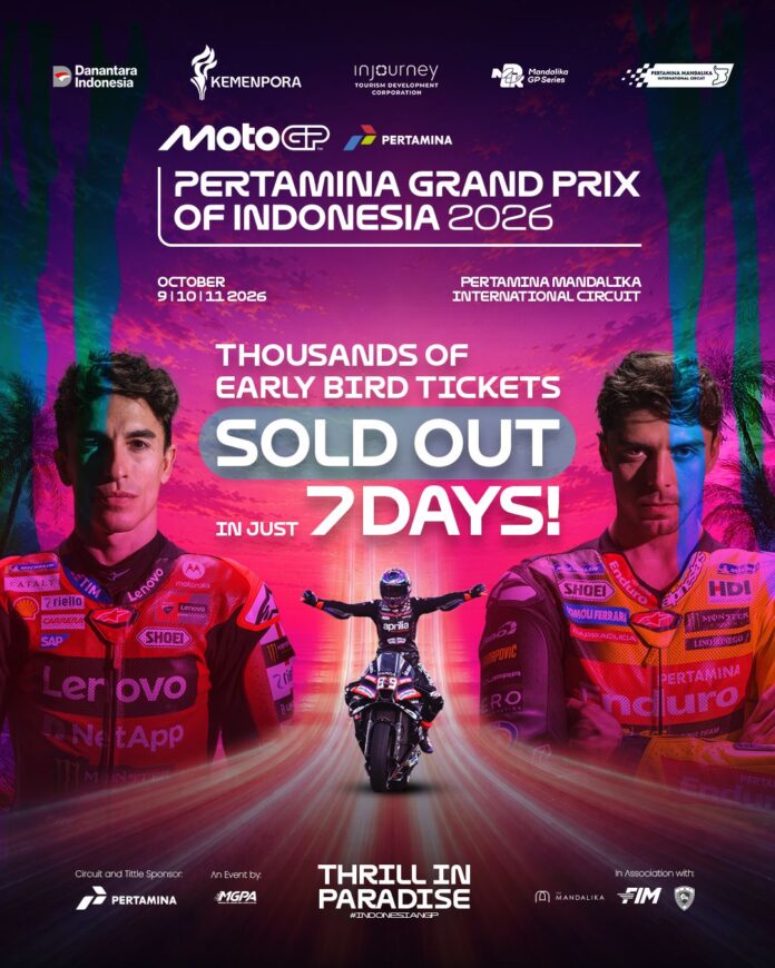 Tiket Early Bird MotoGP Mandalika 2026 Habis Terjual, Penjualan Presale 1 Dimulai