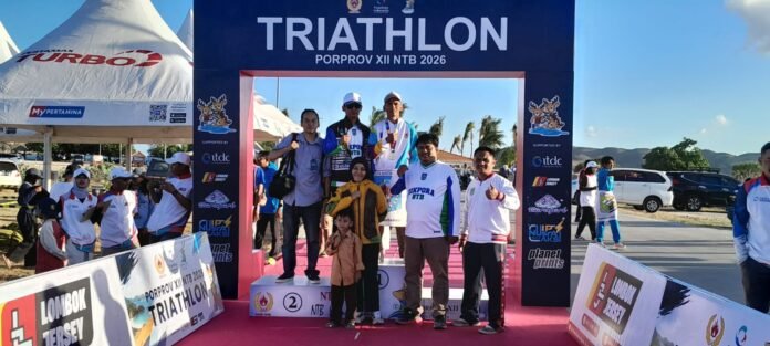 Porprov XII NTB, Tiga Emas Disabet ASN Dikpora NTB pada Cabor Triathlon