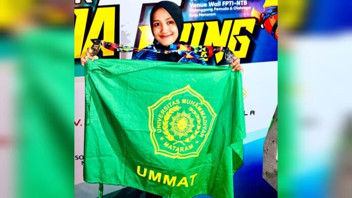 Mahasiswi Ummat Mayzatul Husni Sabet Emas dan Perak Panjat Tebing Porprov NTB XII 2026