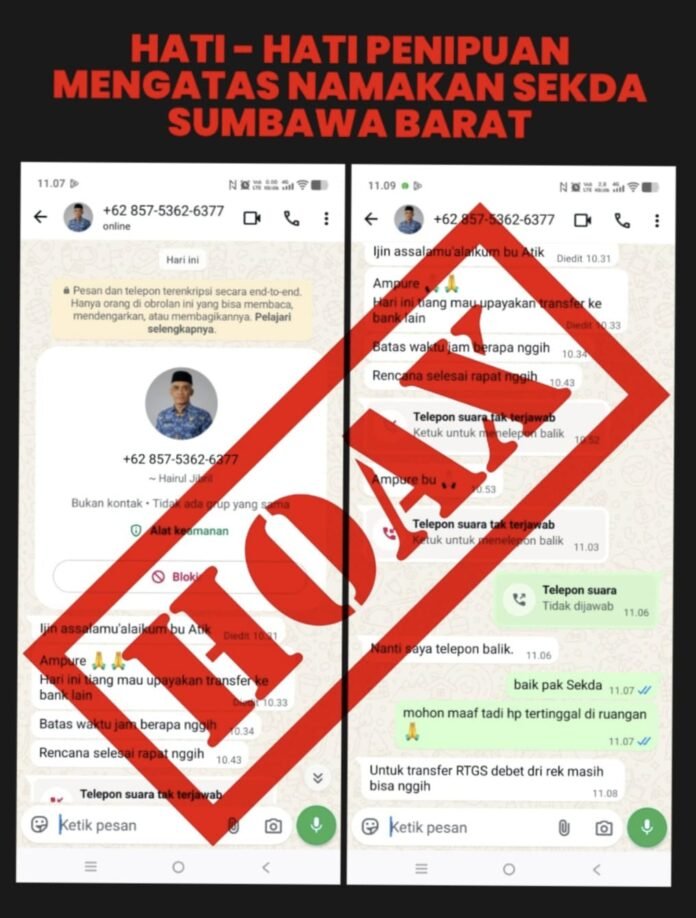 Nama Sekda KSB Diduga Dicatut
