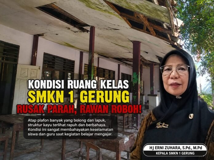 Kekurangan 16 Ruang Kelas, Lima Ruangan SMKN 1 Gerung Rusak Berat dan Rawan Ambruk