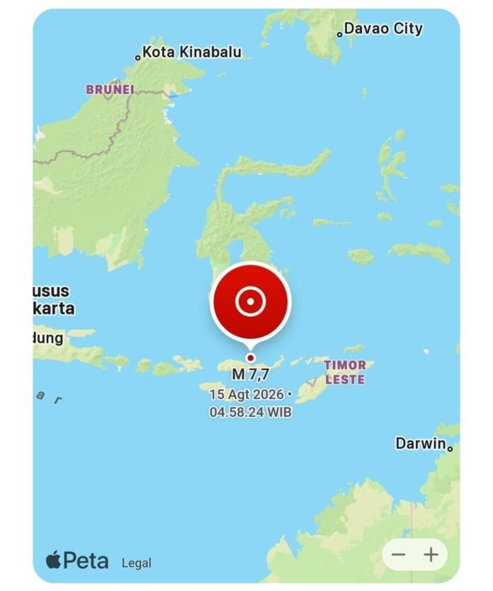 Gempa Magnitudo 7,7 Guncang NTT Terasa hingga Lombok Barat