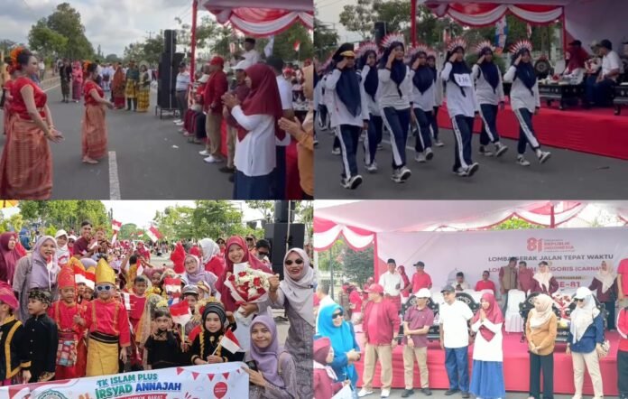 Ribuan Peserta Lomba Gerak Jalan dan Pawai Alegoris Ramaikan HUT Ke-81 RI di Lombok Barat
