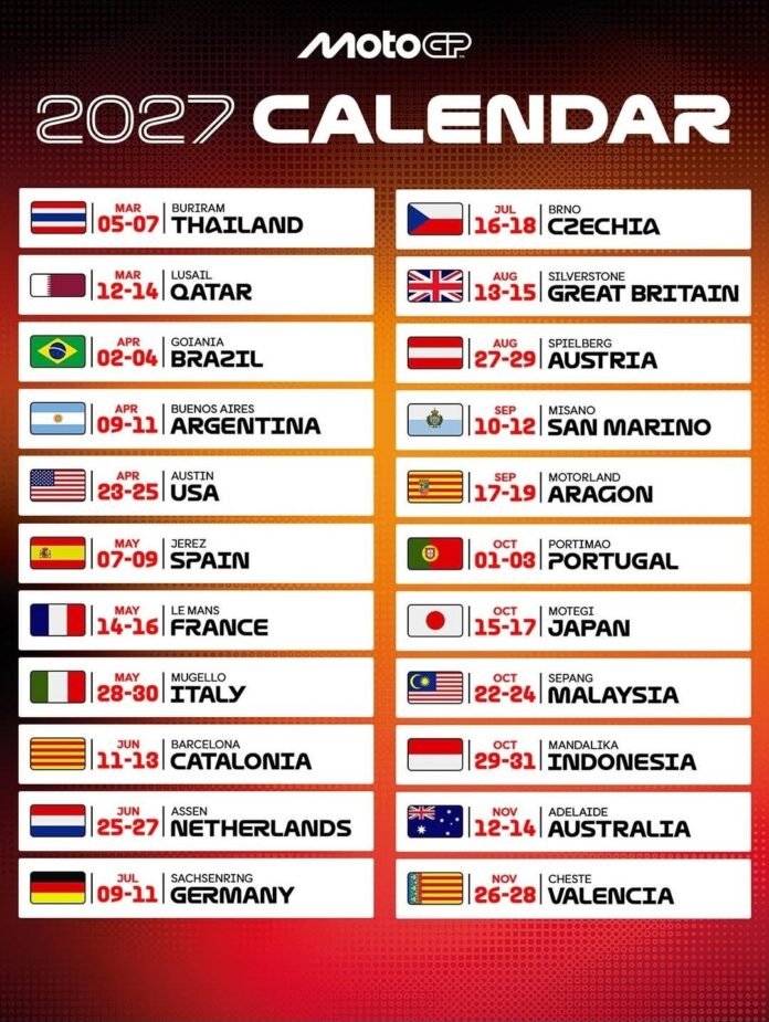 Jadwal Sementara MotoGP 2027 Dirilis, GP Indonesia Digelar Akhir Oktober