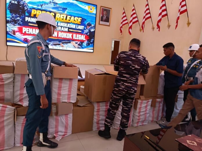 Lanal Mataram Amankan 560 Ribu Batang Rokok Ilegal di Pelabuhan Lembar