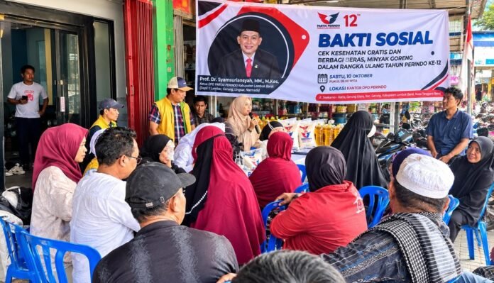 Momentum HUT Ke-12, Warga Serbu Cek Kesehatan Gratis dan Pembagian Sembako Perindo Lobar