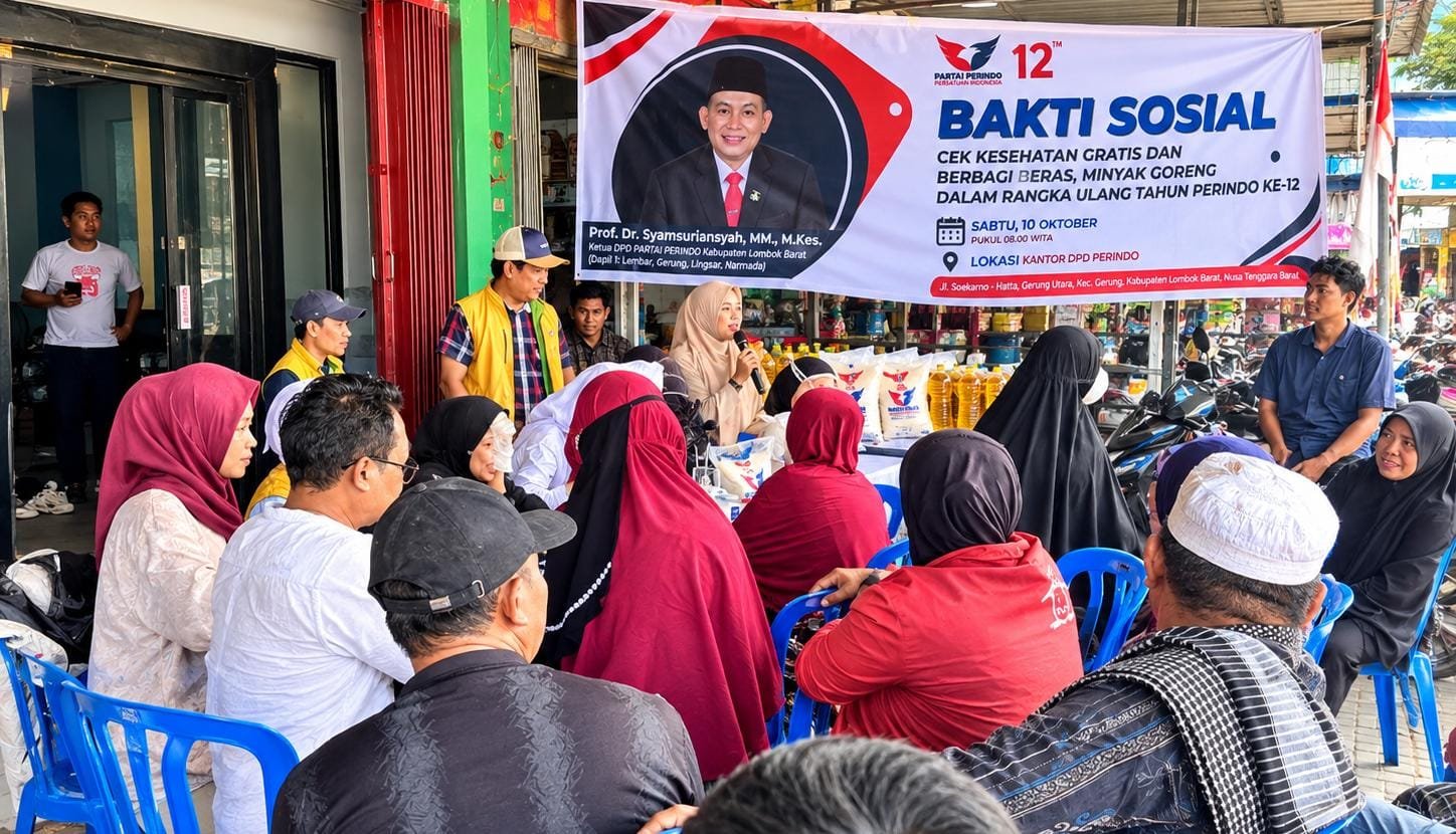 Momentum HUT Ke-12, Warga Serbu Cek Kesehatan Gratis dan Pembagian Sembako Perindo Lobar