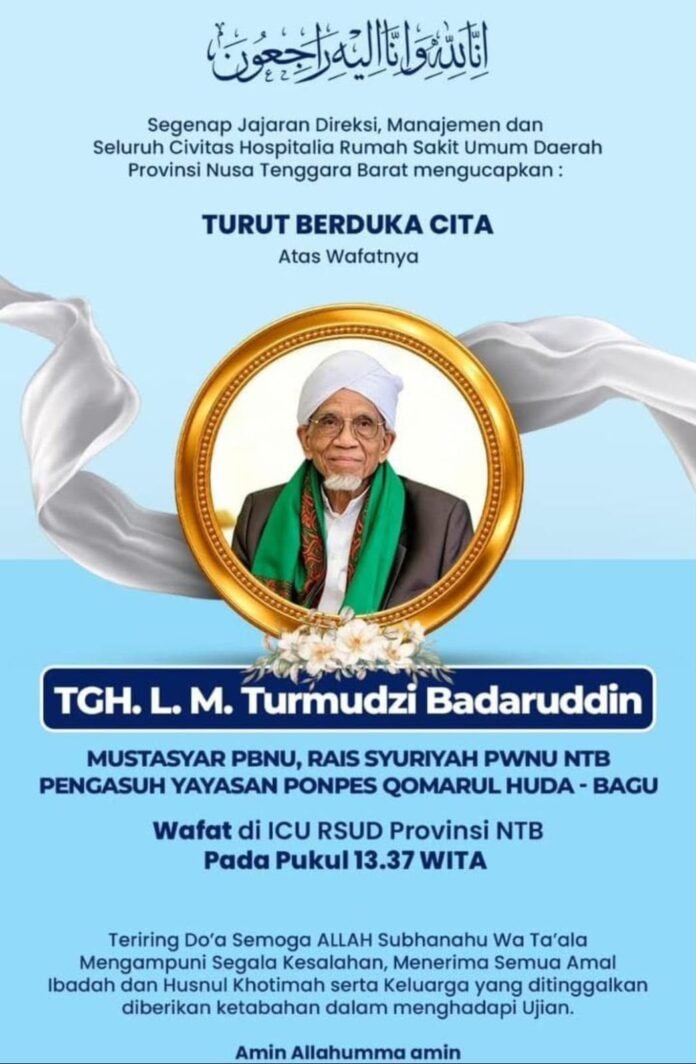 Tuan Guru Bagu, TGH Lalu Muhammad Turmudzi Badaruddin Wafat di Usia 90 Tahun